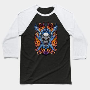 Steel and Fire Demon Skull Baseball T-Shirt